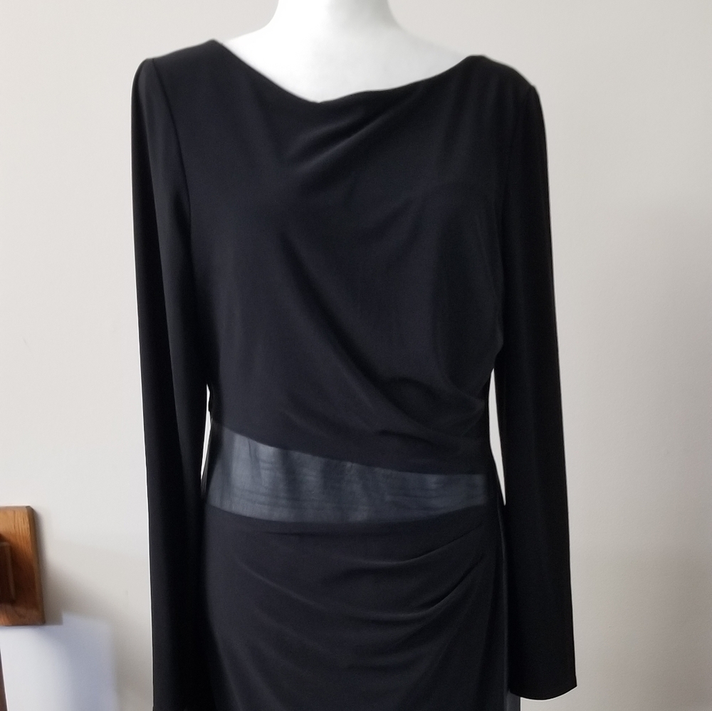 Ralph Lauren Long Sleeve Dress W/ Leather Detail